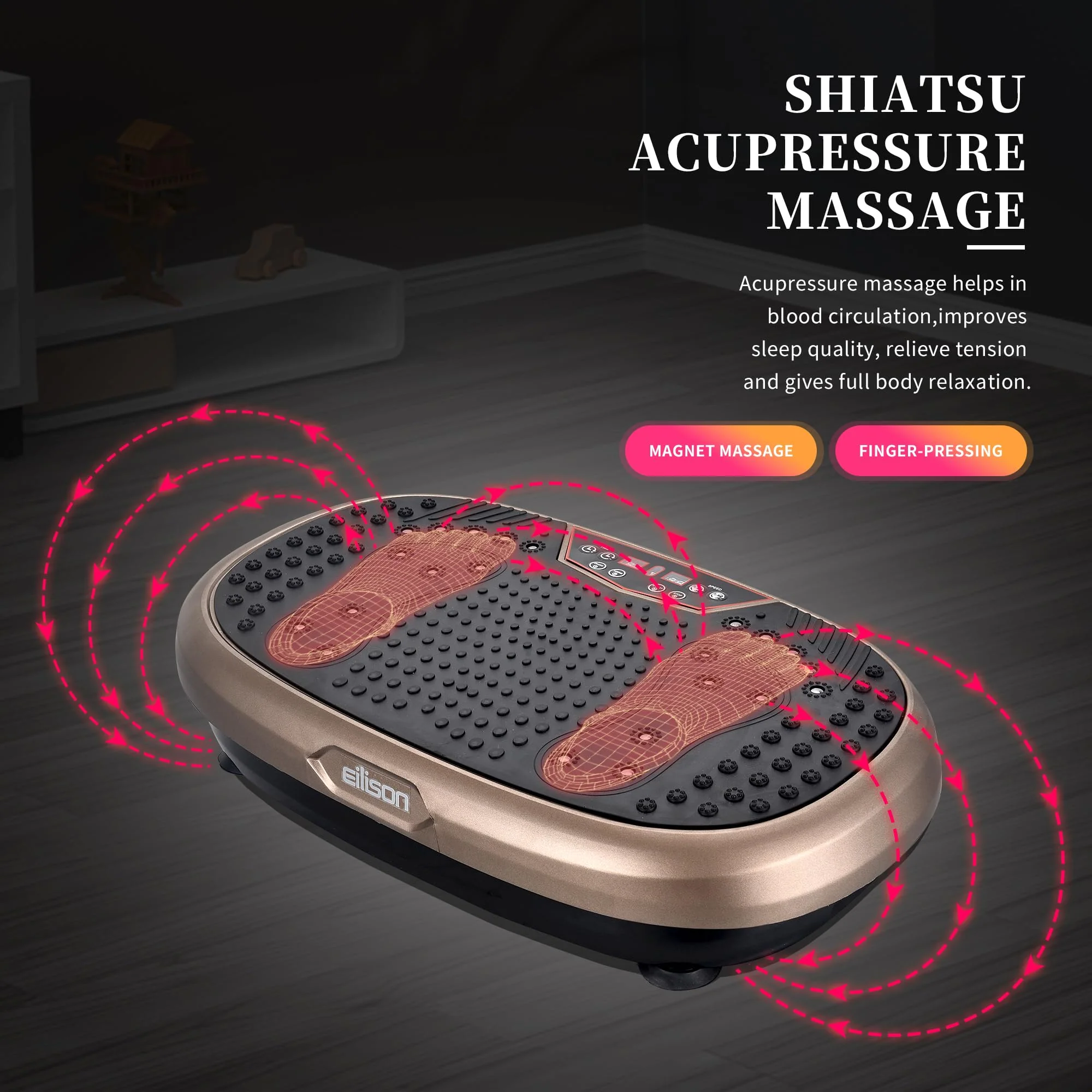 EILISON FitMax 3D XL Vibration Plate - Acupressure Surface, Full Body Workout, Pain Relief, Lifetime Warranty