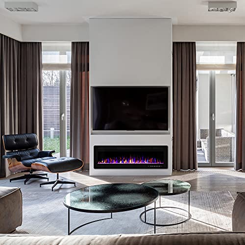 Electactic 60" Electric Fireplace Heater, Wall Mounted, Remote Control, 5100 BTU, Black, Model C3