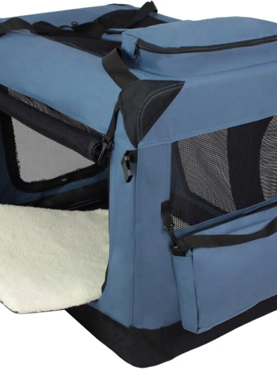 EliteField 3-Door Folding Soft Dog Crate, 36" Spacious Design, Portable with Carrying Bag & Fleece Bed