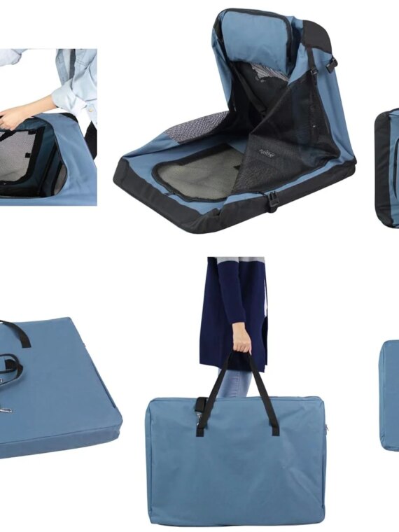 EliteField 3-Door Folding Soft Dog Crate, 36" Spacious Design, Portable with Carrying Bag & Fleece Bed