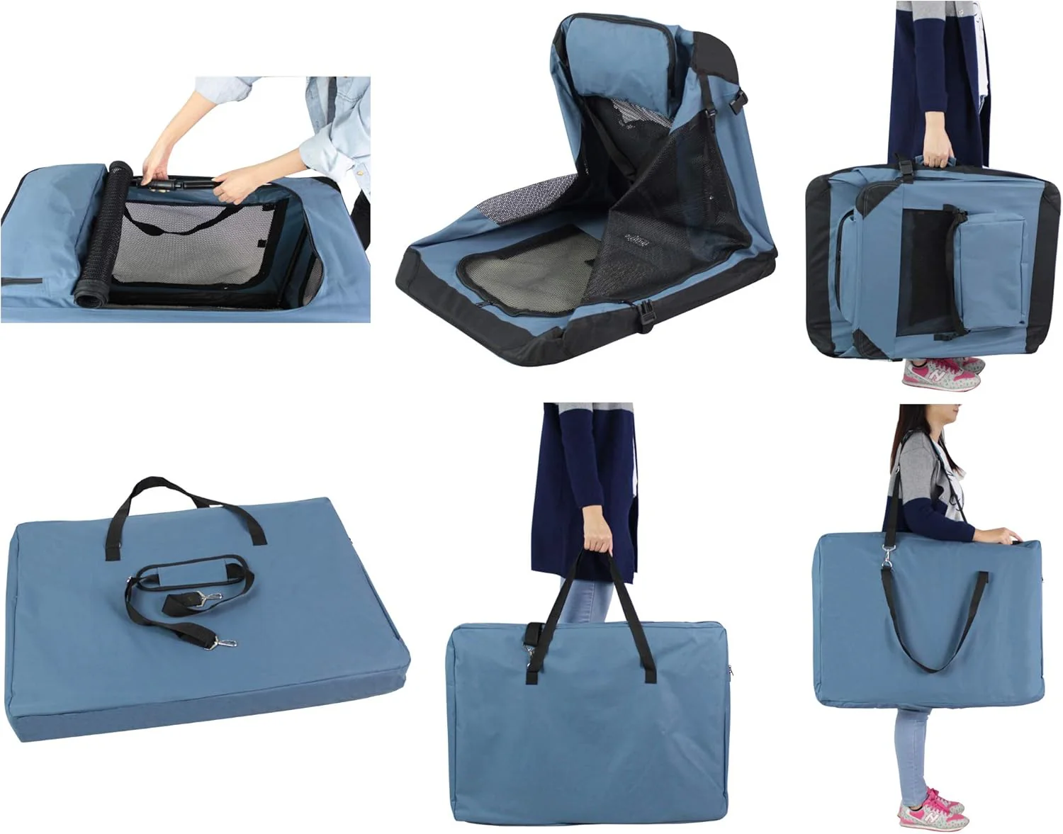 EliteField 3-Door Folding Soft Dog Crate, 36" Spacious Design, Portable with Carrying Bag & Fleece Bed