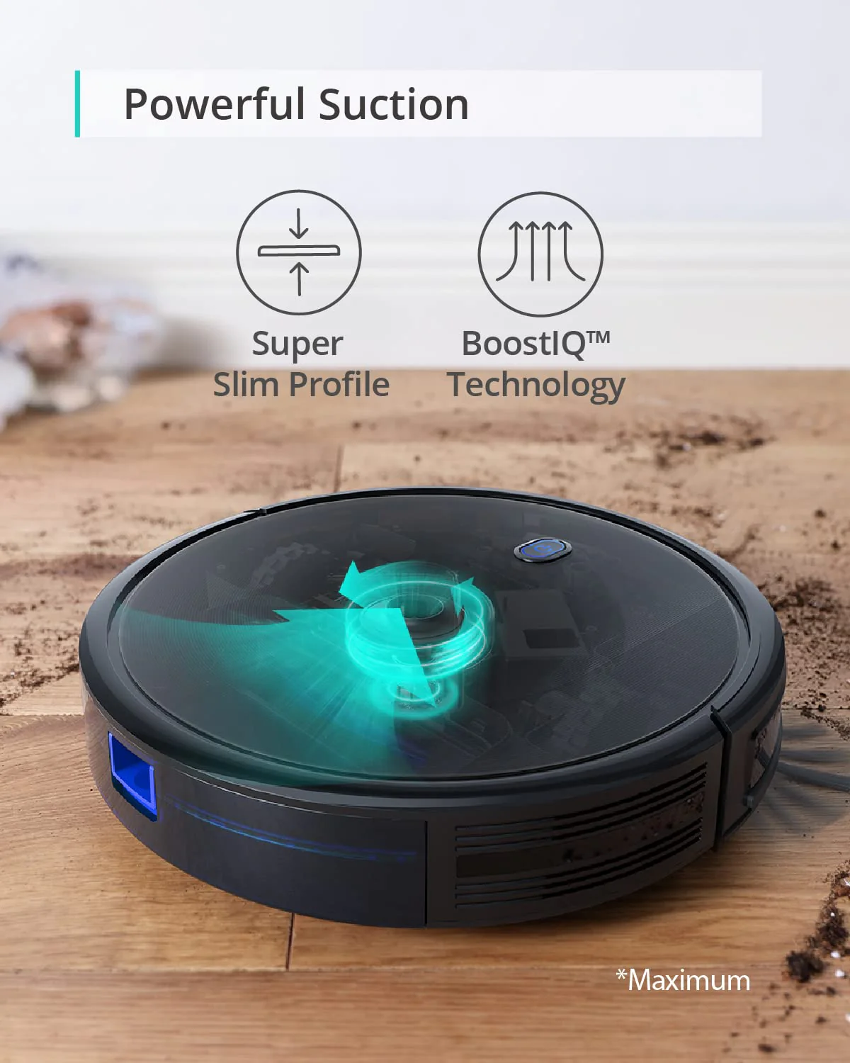 eufy RoboVac 11S MAX Robot Vacuum, Super Thin 2.85", BoostIQ, 100 Min Runtime, Quiet, Self-Charging, Anti-Scratch Glass
