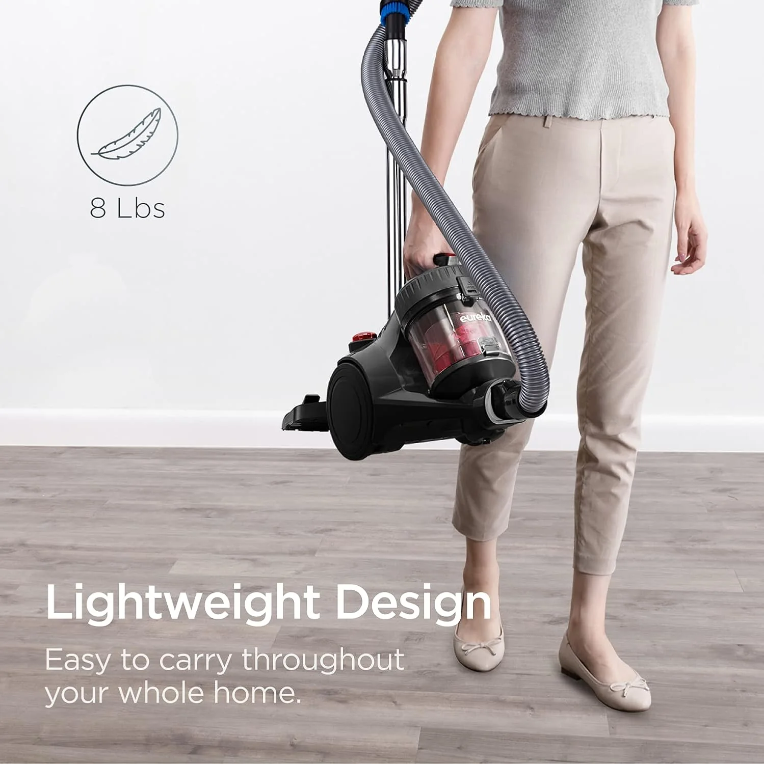 Eureka Whirlwind Bagless Canister Vacuum Cleaner, Multi-Surface, 2.5L, Lightweight, for Carpets & Hard Floors