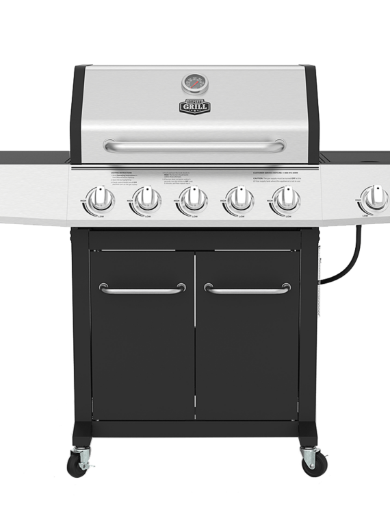 Expert Grill 5-Burner Propane Gas Grill with Side Burner, 62,000 BTUs, Stainless Steel, 641 sq. in. Cooking Space