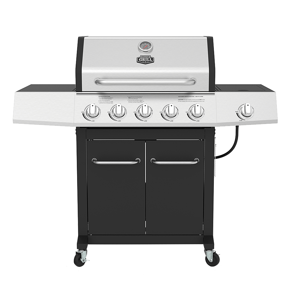 Expert Grill 5-Burner Propane Gas Grill with Side Burner, 62,000 BTUs, Stainless Steel, 641 sq. in. Cooking Space