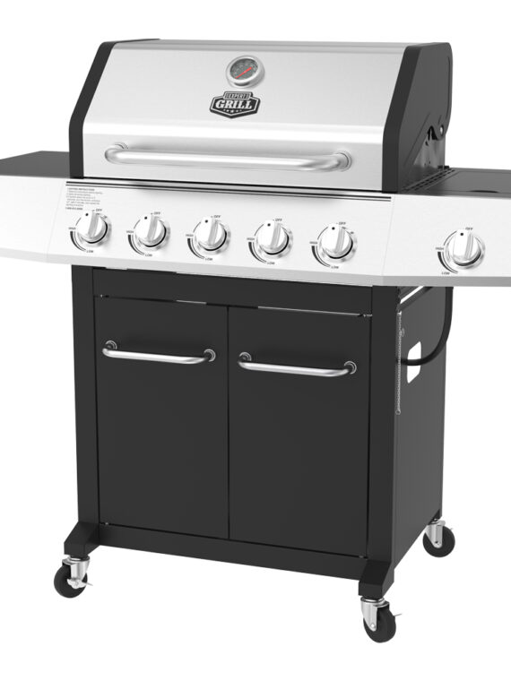 Expert Grill 5-Burner Propane Gas Grill with Side Burner, 62,000 BTUs, Stainless Steel, 641 sq. in. Cooking Space
