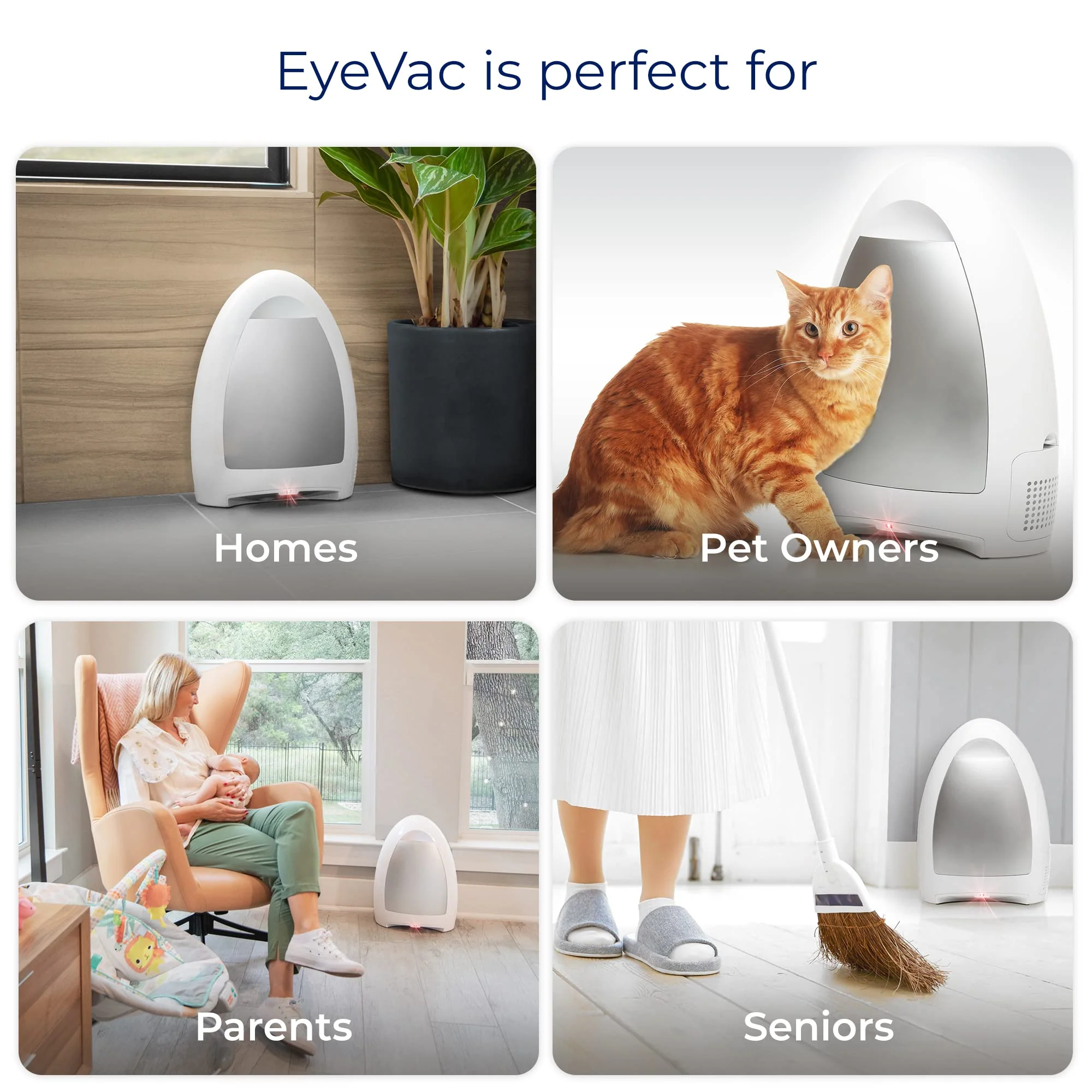 EyeVac Home Touchless Vacuum Cleaner, 1000-Watt, Infrared Sensors, High Efficiency Filters, Ideal for Pet Owners & Seniors