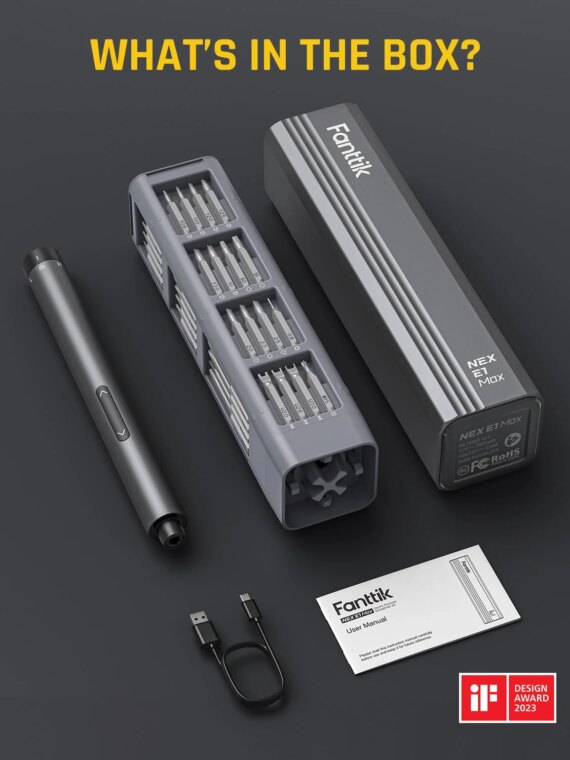 Fanttik E1 Max 3.7V Mini Electric Precision Screwdriver Set with 50 Metal Bits & Magnetic Case