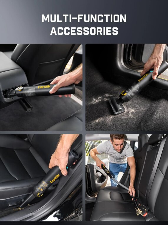 Fanttik Slim V8 Apex Car Vacuum Cleaner, 19000Pa High Power Suction, Cordless, 4-in-1 with 10 Accessories, Ultra-Light & Portable
