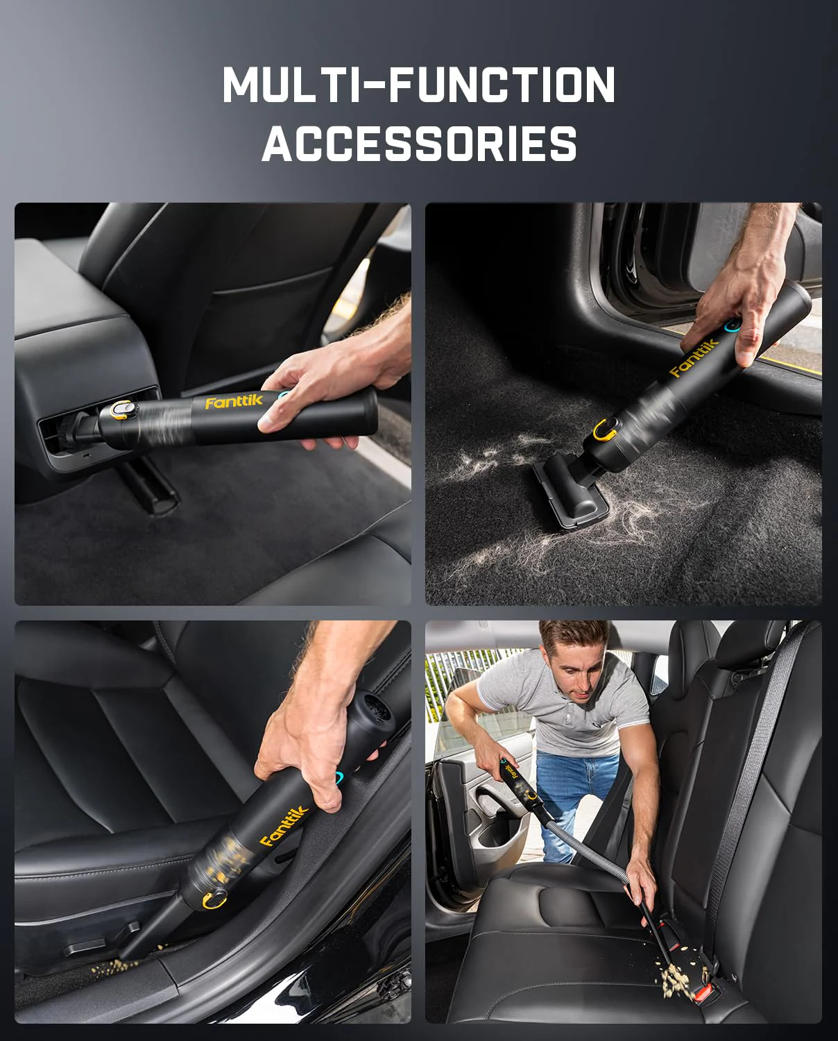 Fanttik Slim V8 Apex Car Vacuum Cleaner, 19000Pa High Power Suction, Cordless, 4-in-1 with 10 Accessories, Ultra-Light & Portable