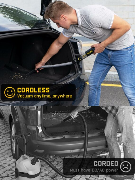 Fanttik Slim V8 Apex Car Vacuum Cleaner, 19000Pa High Power Suction, Cordless, 4-in-1 with 10 Accessories, Ultra-Light & Portable