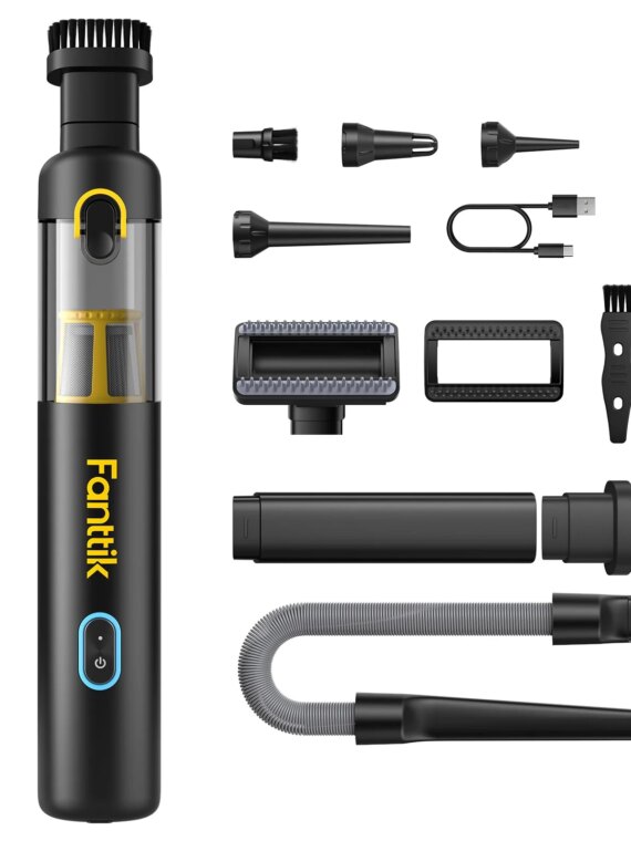 Fanttik Slim V8 Apex Car Vacuum Cleaner, 19000Pa High Power Suction, Cordless, 4-in-1 with 10 Accessories, Ultra-Light & Portable