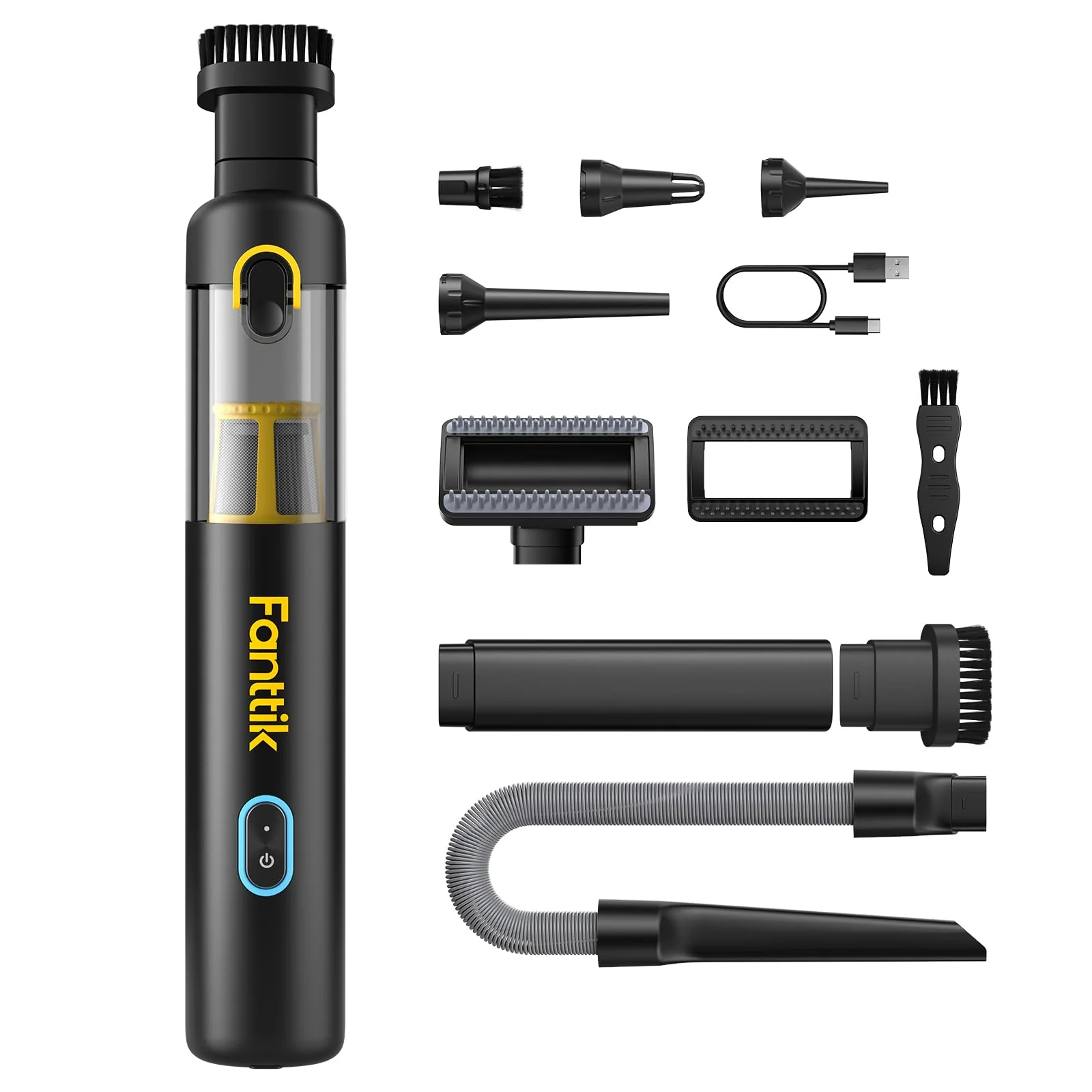 Fanttik Slim V8 Apex Car Vacuum Cleaner, 19000Pa High Power Suction, Cordless, 4-in-1 with 10 Accessories, Ultra-Light & Portable