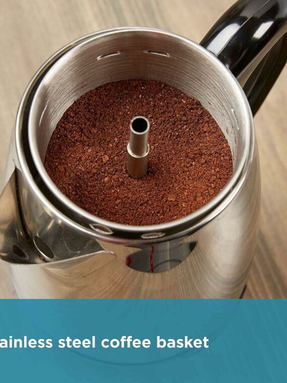 Farberware 2-8 Cup Stainless Steel Electric Coffee Percolator with Keep Warm & No-Drip Spout