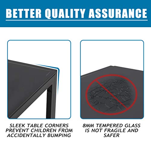 FDW Dining Table Set for 4 with Glass Top and Faux Leather Chairs, Space-Saving Design, Easy Assembly, Modern Kitchen Furniture