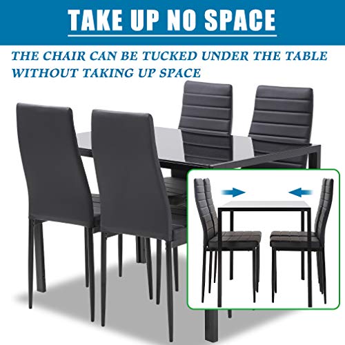 FDW Glass Dining Table Set with 4 Faux Leather Chairs, Space-Saving & Easy Assembly for Small Kitchens