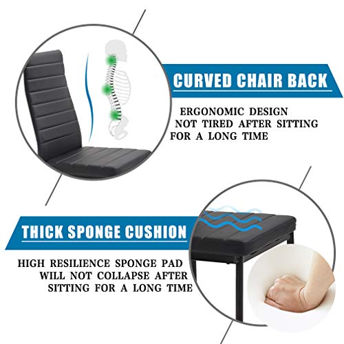 FDW Glass Dining Table Set with 4 Faux Leather Chairs, Space-Saving & Easy Assembly for Small Kitchens