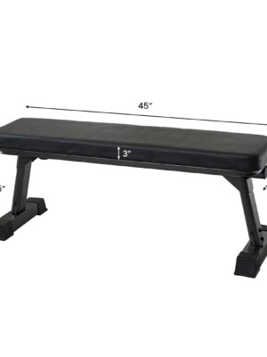 Finer Form Foldable Flat Workout Bench, 1000 lb Capacity, Space-Saving Design, No Assembly, 3″ Cushion, Home Gym Equipment