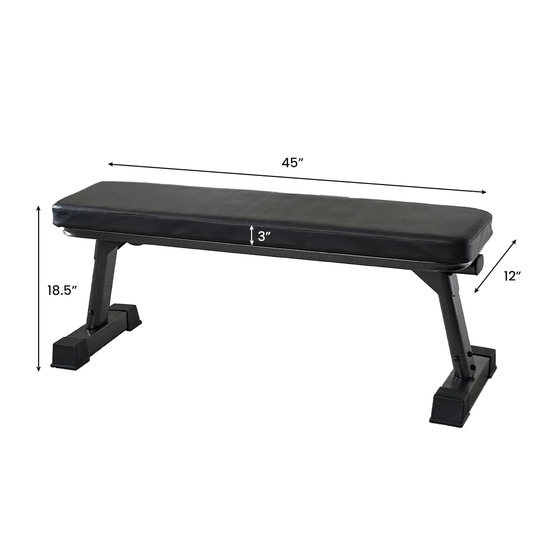 Finer Form Foldable Flat Workout Bench, 1000 lb Capacity, Space-Saving Design, No Assembly, 3" Cushion, Home Gym Equipment