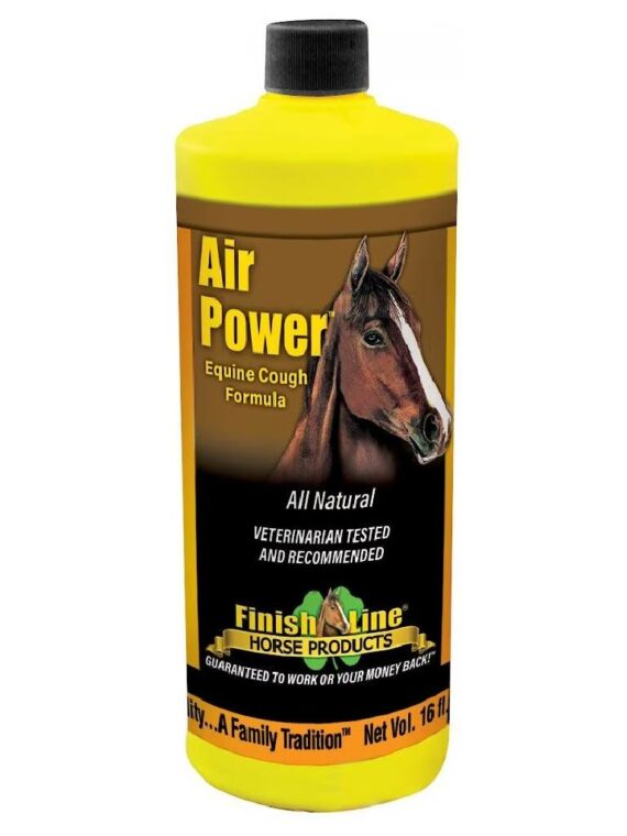 Finish Line Air Power Natural Cough Relief Liquid Supplement for Horses, 4-Hour Relief, Easy Syringe Dosing