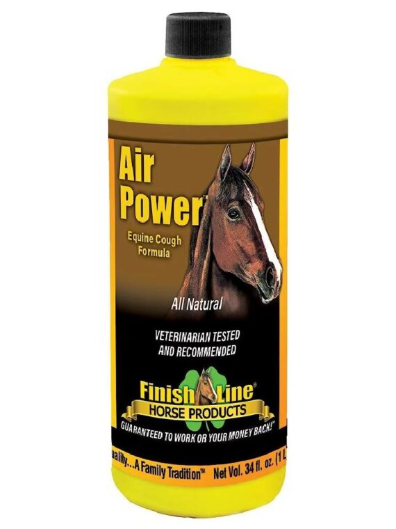 Finish Line Air Power Natural Cough Relief Liquid Supplement for Horses, 4-Hour Relief, Easy Syringe Dosing