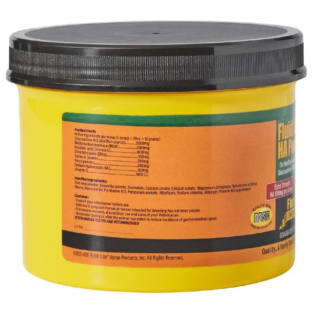 Finish Line Fluid Action HA Joint Support Powder for Horses - Hyaluronic Acid & Glucosamine, Promotes Joint Health, 12g Scoop