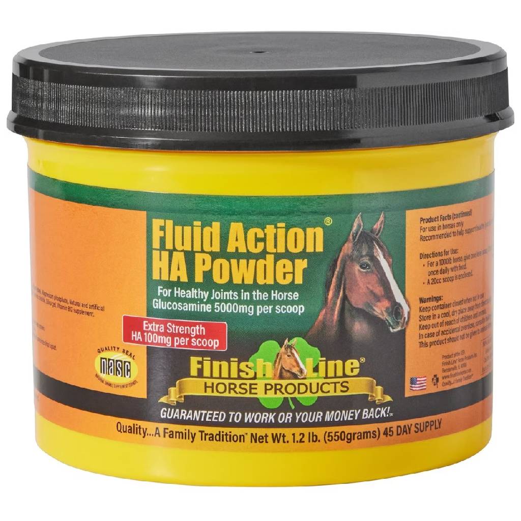 Finish Line Fluid Action HA Joint Support Powder for Horses - Hyaluronic Acid & Glucosamine, Promotes Joint Health, 12g Scoop