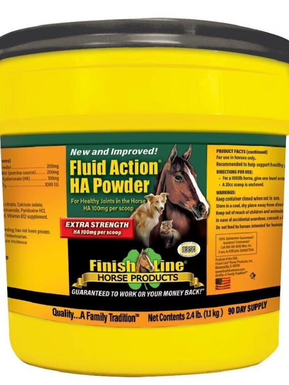 Finish Line Fluid Action HA Joint Support Powder for Horses - Hyaluronic Acid & Glucosamine, Promotes Joint Health, 12g Scoop
