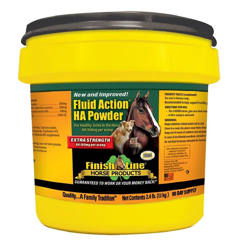 Finish Line Fluid Action HA Joint Support Powder for Horses - Hyaluronic Acid & Glucosamine, Promotes Joint Health, 12g Scoop