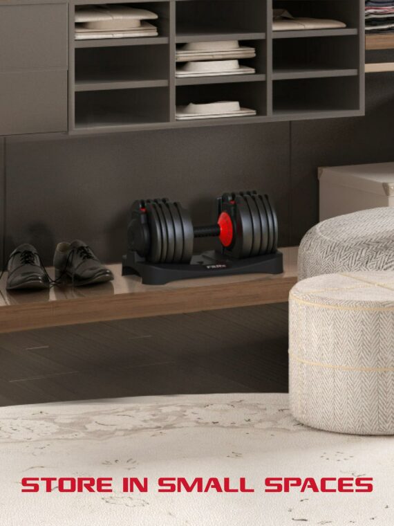 FitRx SmartBells Adjustable Dumbbells Pair, 5-52.5 lbs, Quick-Select, Anti-Slip Handle