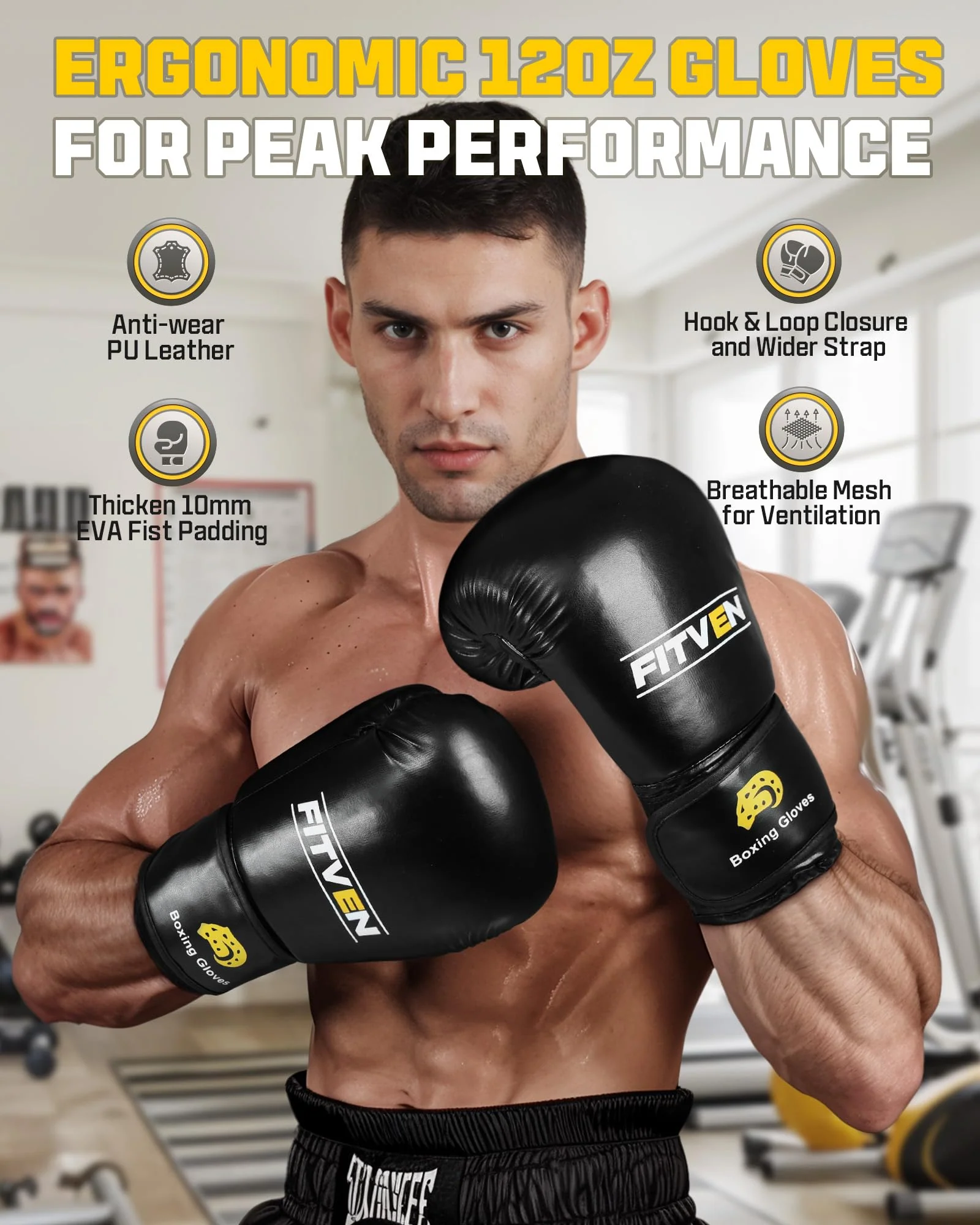 FITVEN 70" Freestanding Punching Bag with Gloves, Shock Absorption, Stable Base, Durable Materials