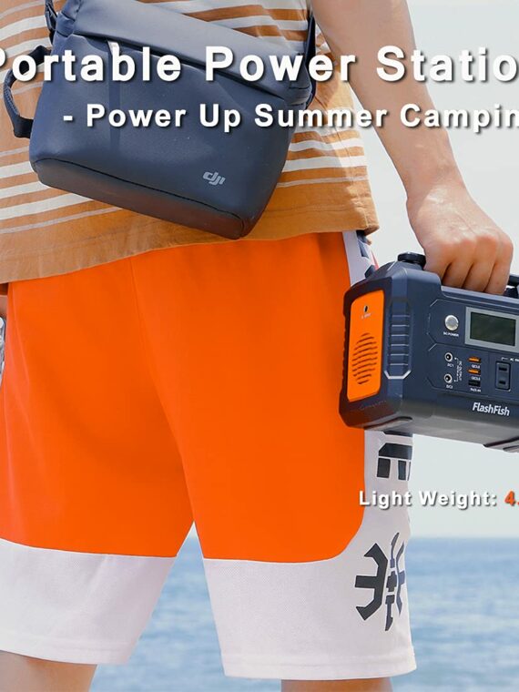 FlashFish 200W Portable Power Station, 40800mAh Solar Generator with AC/DC/USB Outputs for Outdoor Use