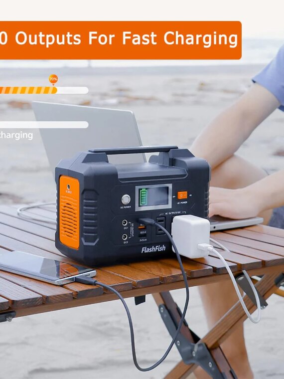 FlashFish 200W Portable Power Station, 40800mAh Solar Generator with AC/DC/USB Outputs for Outdoor Use