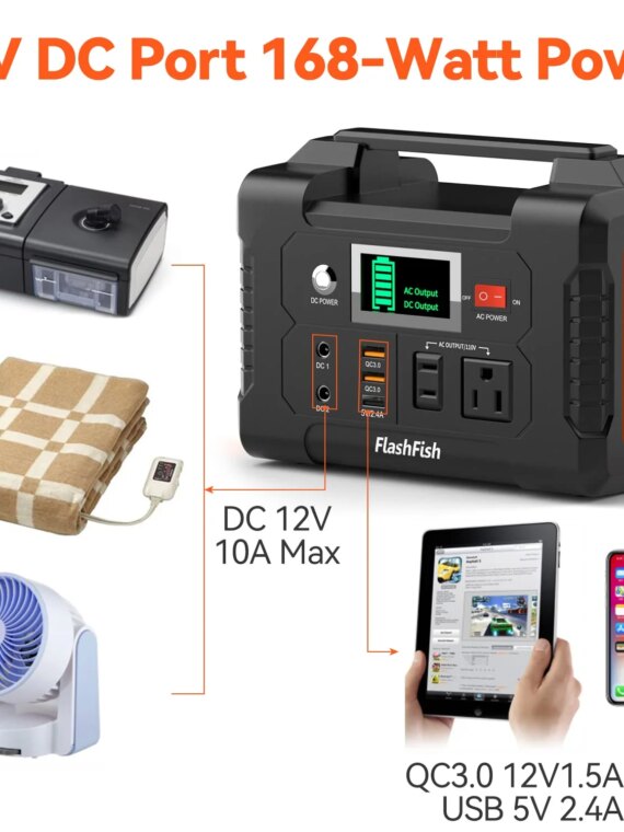 FlashFish 200W Portable Power Station, 40800mAh Solar Generator with AC/DC/USB Outputs for Outdoor Use