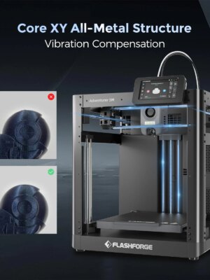 FlashForge Adventurer 5M 3D Printer, Auto Leveling, 12X Fast Printing, Smart Features, High Precision