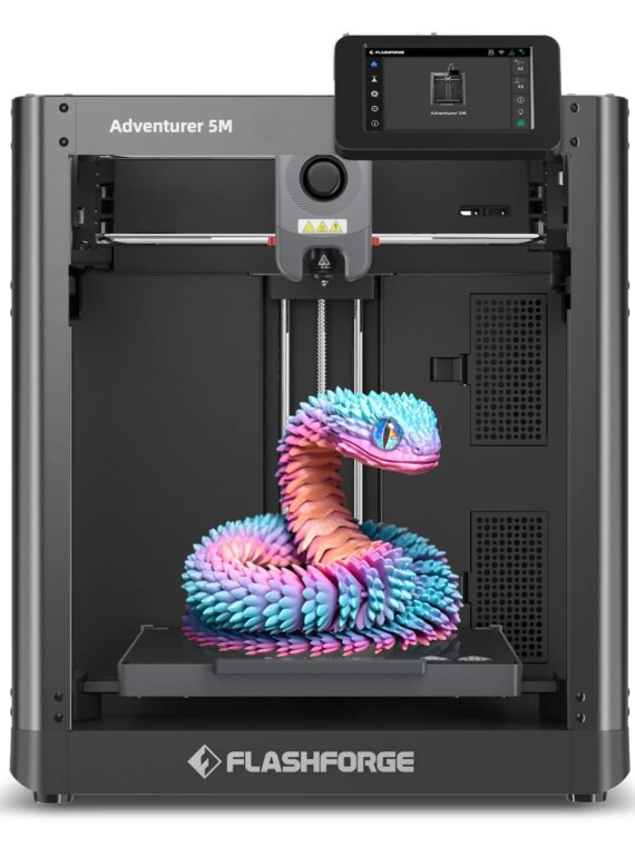 FlashForge Adventurer 5M 3D Printer, Auto Leveling, 12X Fast Printing, Smart Features, High Precision