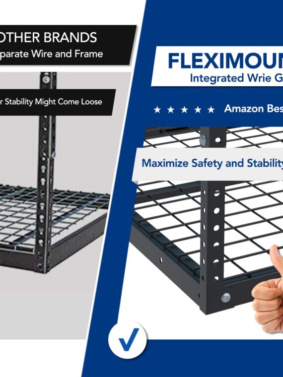 FLEXIMOUNTS 4x8 Overhead Garage Storage Rack, Heavy-Duty Steel, 600 lbs Capacity, Adjustable Height, DIY Installation