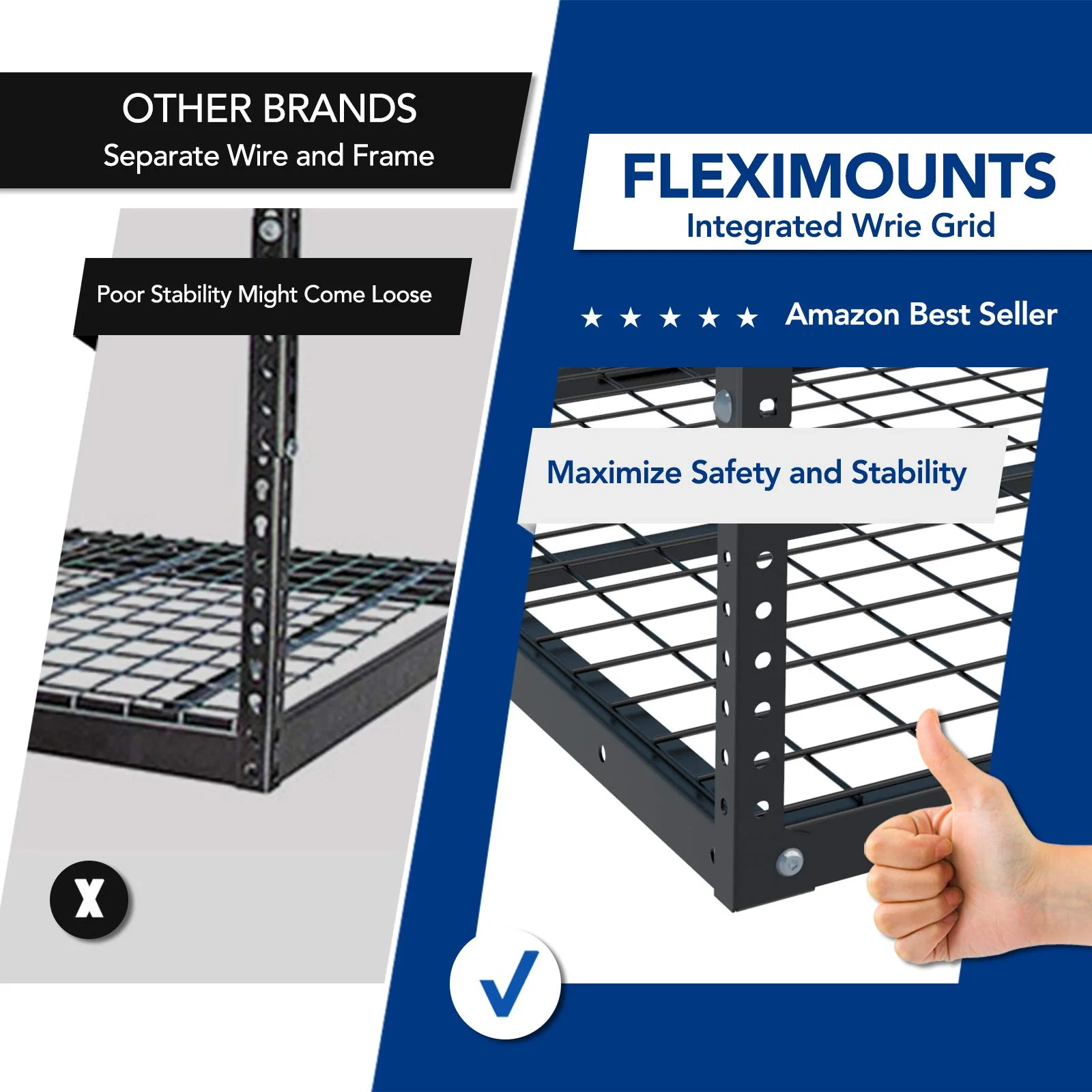 FLEXIMOUNTS 4x8 Overhead Garage Storage Rack, Heavy-Duty Steel, 600 lbs Capacity, Adjustable Height, DIY Installation