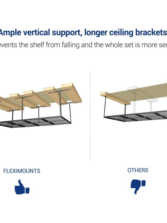 FLEXIMOUNTS 4x8 Overhead Garage Storage Rack, Heavy-Duty Steel, 600 lbs Capacity, Adjustable Height, DIY Installation
