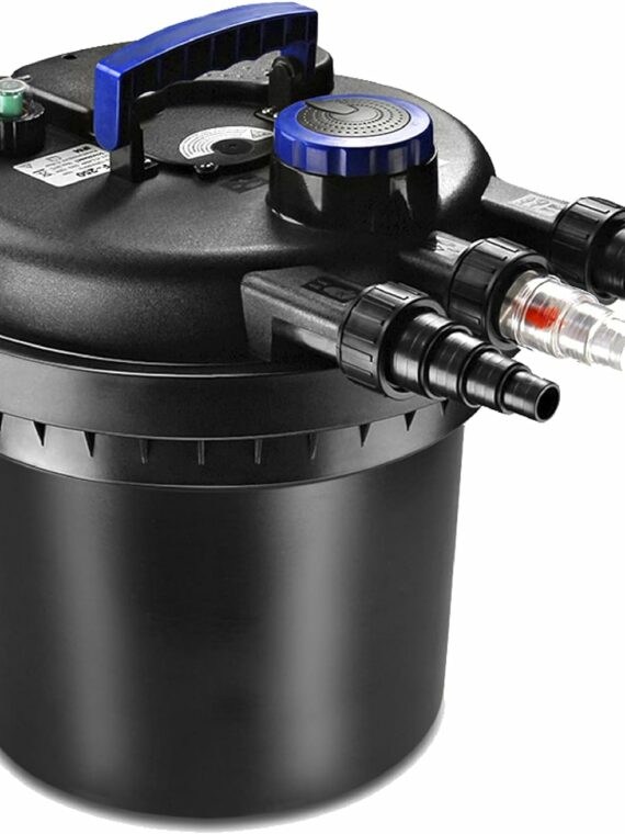 Flexzion Pond UV Light Filter, 30,000L Capacity, Submersible System for Koi Ponds, 13W UV Bulb, 2,700-8,000 Gallons, Black