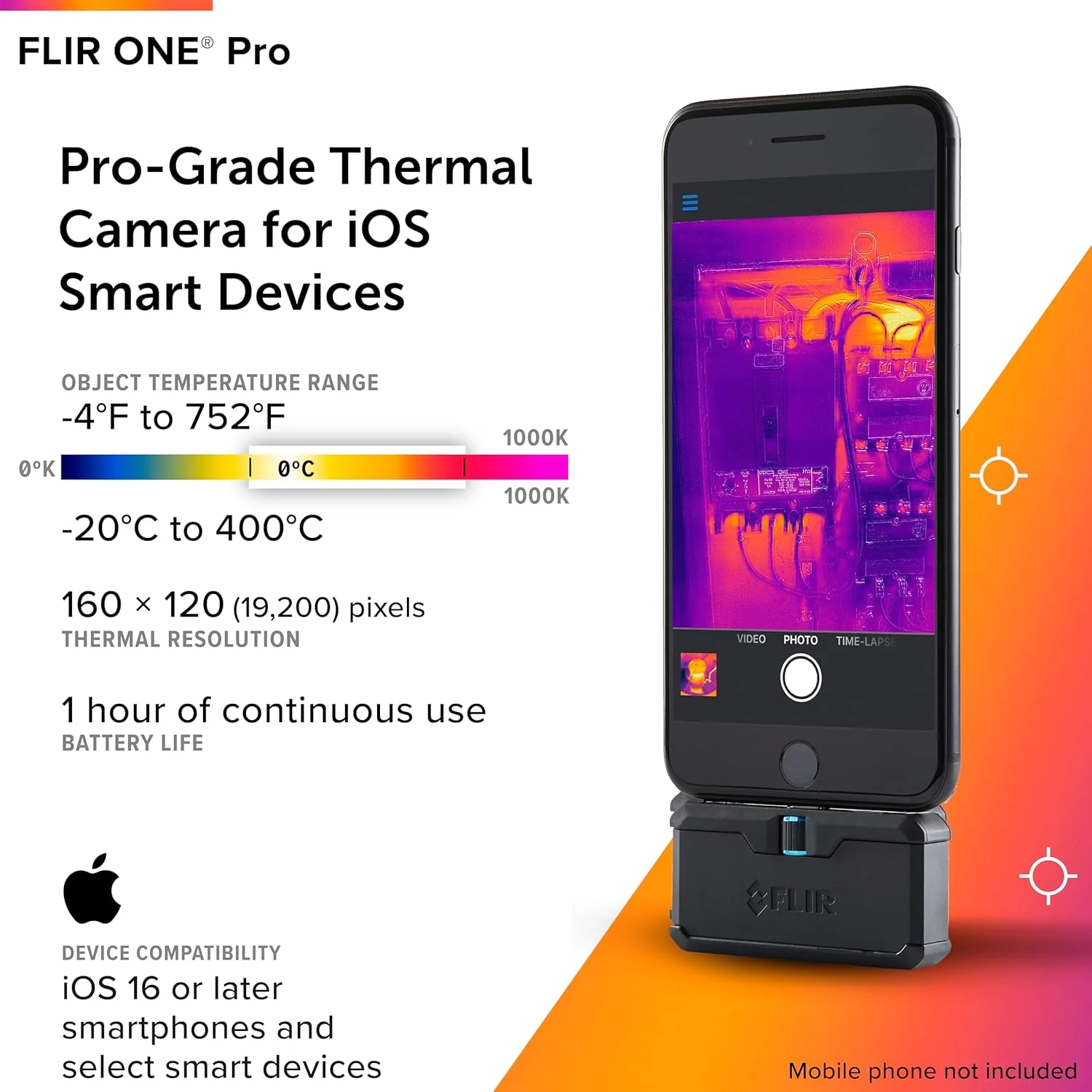 FLIR ONE Pro Thermal Imaging Camera for iOS - High Resolution, MSX Technology, Wi-Fi Enabled