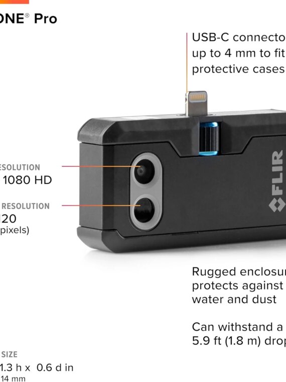 FLIR ONE Pro Thermal Imaging Camera for iOS - High Resolution, MSX Technology, Wi-Fi Enabled
