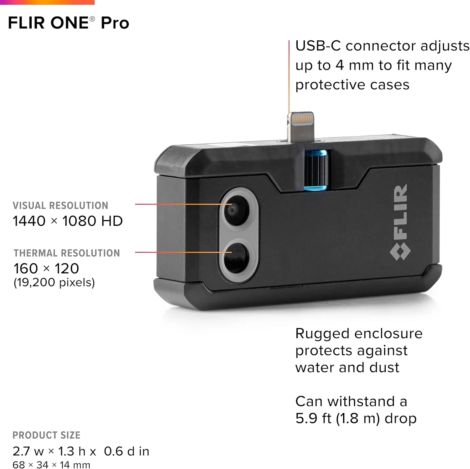 FLIR ONE Pro Thermal Imaging Camera for iOS - High Resolution, MSX Technology, Wi-Fi Enabled