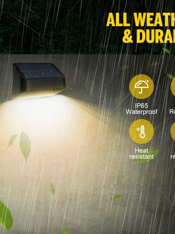 FLITI Solar Fence Lights 12 Pack, High Brightness, RGB 8 Colors, IP65 Waterproof, Easy Install
