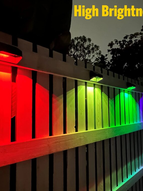 FLITI Solar Fence Lights 12 Pack, High Brightness, RGB 8 Colors, IP65 Waterproof, Easy Install