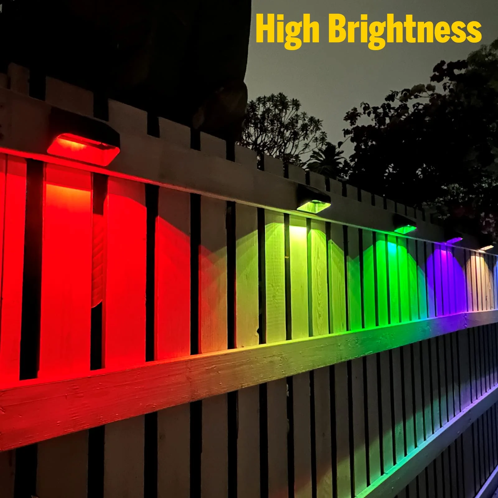FLITI Solar Fence Lights 12 Pack, High Brightness, RGB 8 Colors, IP65 Waterproof, Easy Install