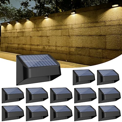 FLITI Solar Fence Lights 12 Pack, High Brightness, RGB 8 Colors, IP65 Waterproof, Easy Install