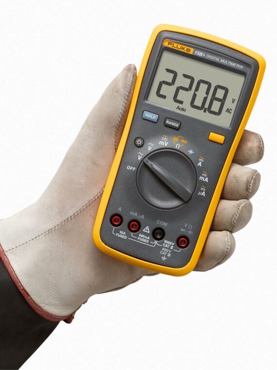 Fluke 15B+ Digital Multimeter, CAT III 600V, AC/DC Voltage & Current, Electrical Testing Tool