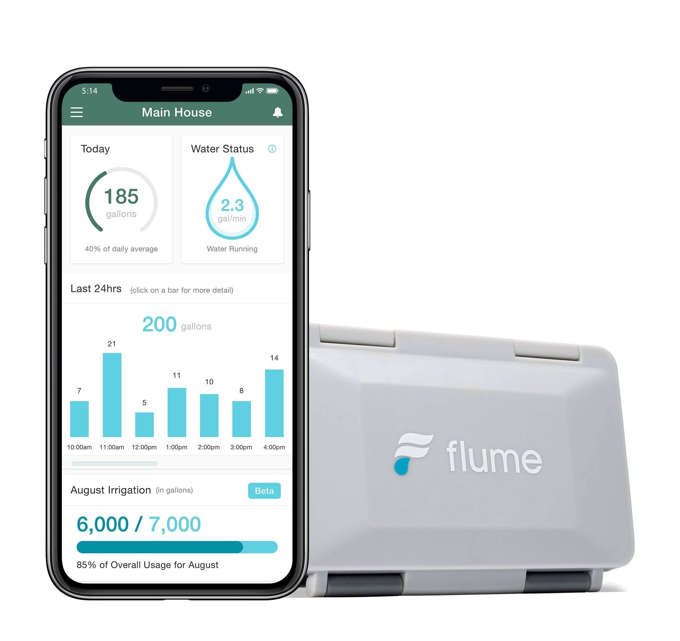 Flume 2 Smart Home WiFi Water Monitor & Leak Detector - Real-Time Usage Tracking & Leak Prevention