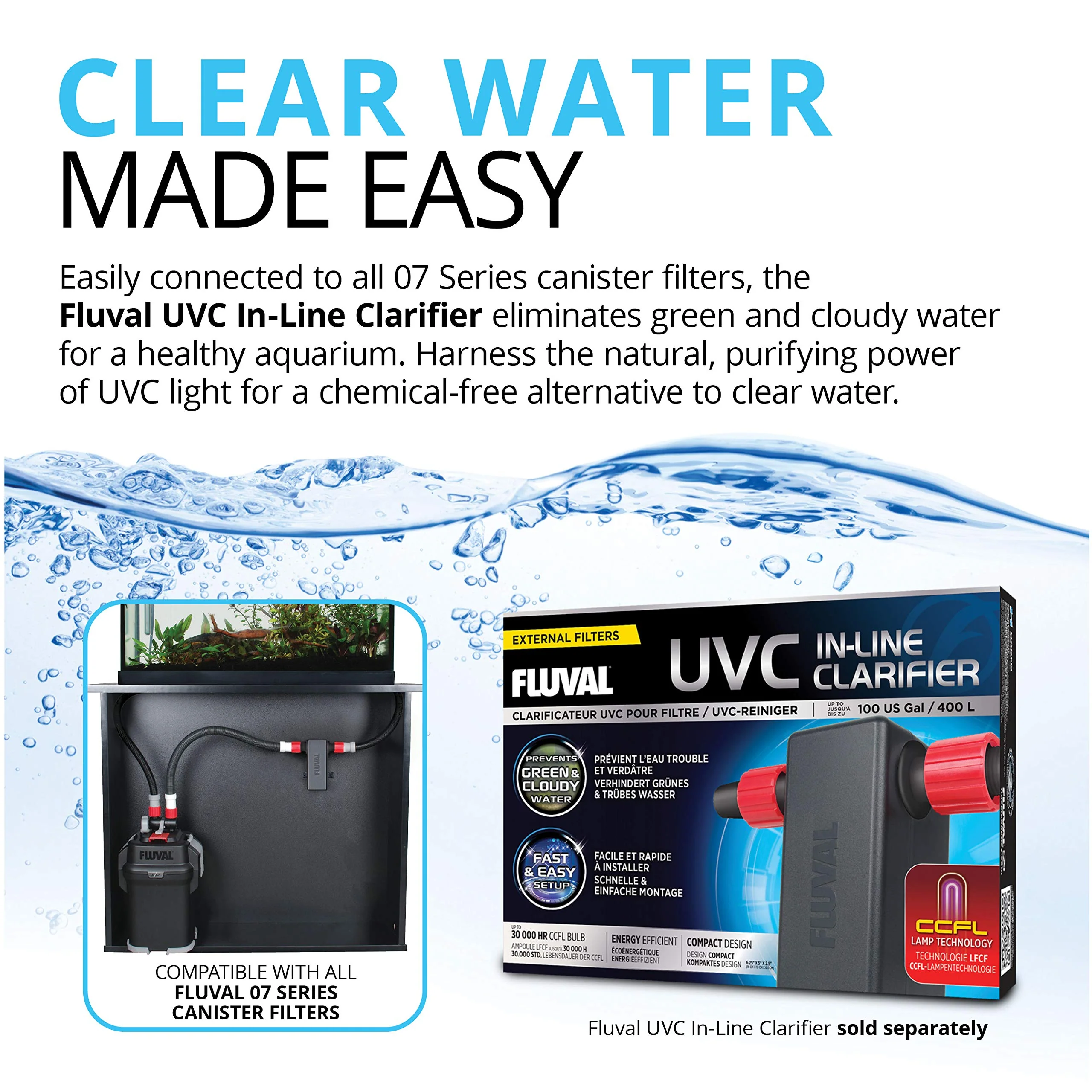 Fluval Performance Aquarium Canister Filter, Ultra-Quiet, Energy Efficient, Up to 70 Gallons